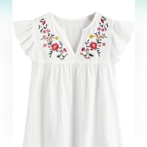 Floerns Women's Floral Embroidered V Neck Ruffle Cap Sleeve Peplum blouse